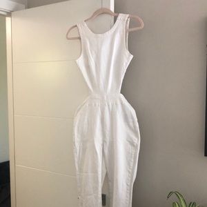 Urban outfitters white denim cutout back romper